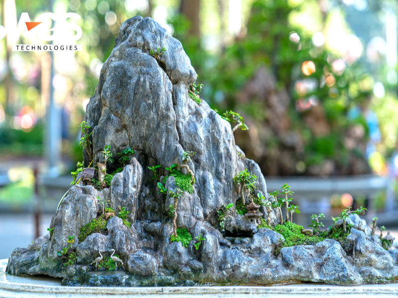 Tiểu cảnh khô với hòn non bộ mini (không nước)