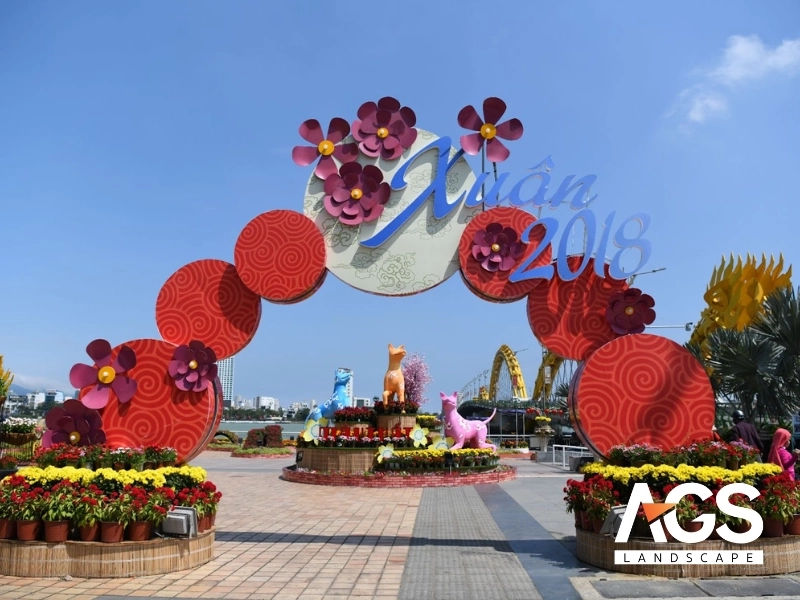 Mô hình hoa kết hợp vật liệu tự nhiên