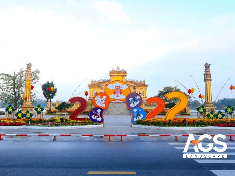 Mẫu cổng chào Tết thân thiện môi trường, bền vững