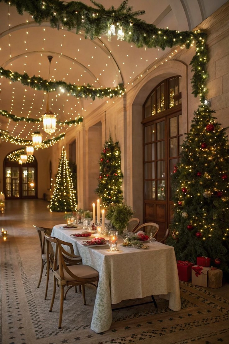 Bàn ăn được trang trí theo chủ đề Noel (Nguồn: Pinterest) 