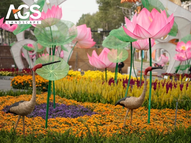 Ứng dụng đa dạng của mô hình linh vật bằng hoa trong cảnh quan