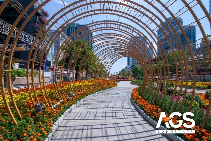 Các nguyên tắc cốt lõi khi triển khai đường hoa được thiết kế theo trục chính (Nguồn: AGS Landscape)