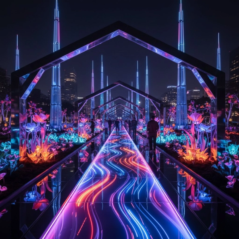 Phong cách Futuristic và công nghệ ánh sáng (Nguồn: Gemini)