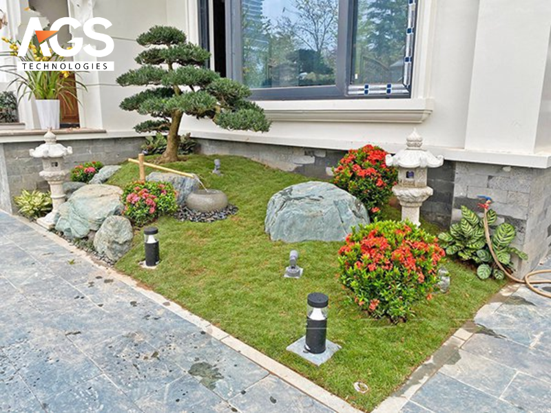 Tiểu cảnh khô sử dụng các khối đá hình học