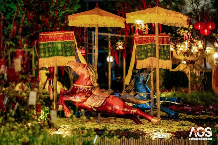 Đường Hoa Hà Nội 2026: Tuyệt Tác "Phúc Mã Phi Xuân" Do AGS Landscape Kiến Tạo