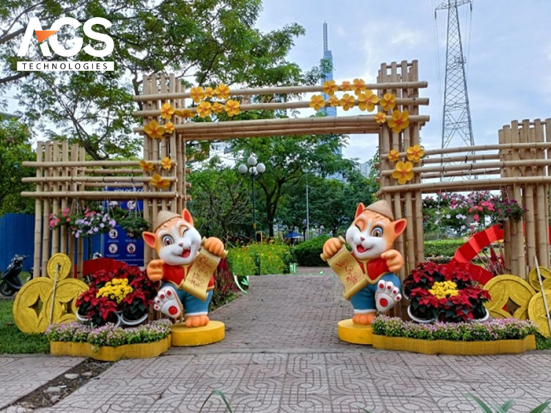 Mẫu cổng chào Tết thân thiện môi trường, bền vững