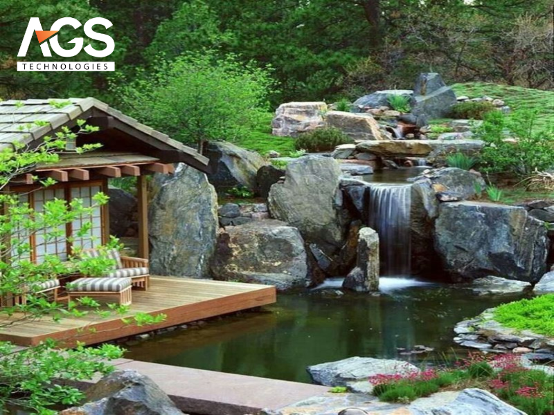 Tiểu cảnh thác nước khô