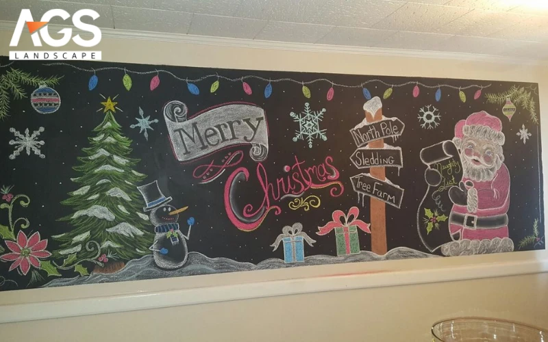 Trang trí bảng đen/bảng trắng theo chủ đề Noel (Nguồn: Pinterest)