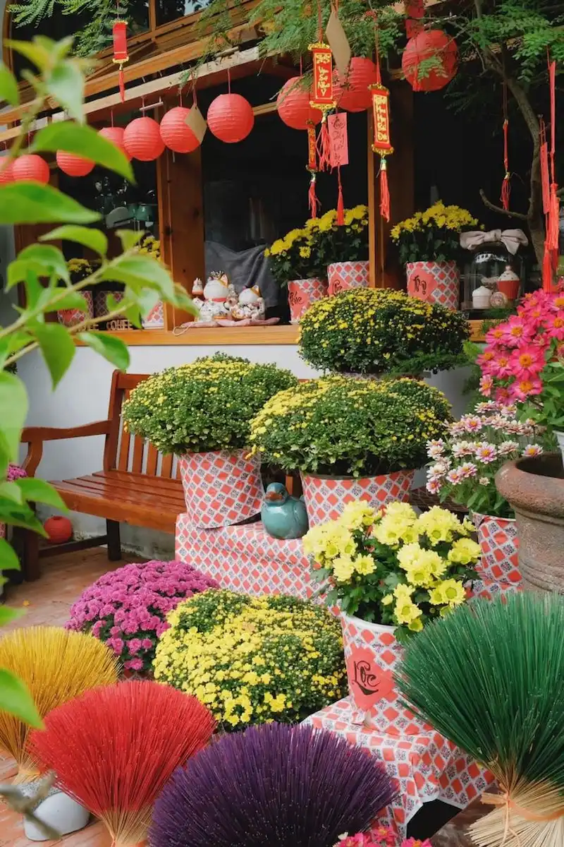 trang trí sân vườn ngày tết