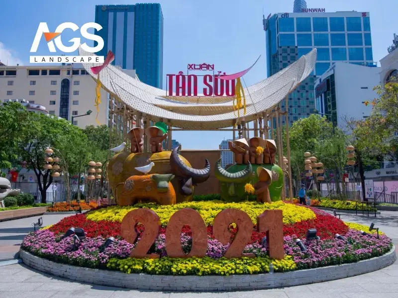 Cổng chào lớn của đường hoa