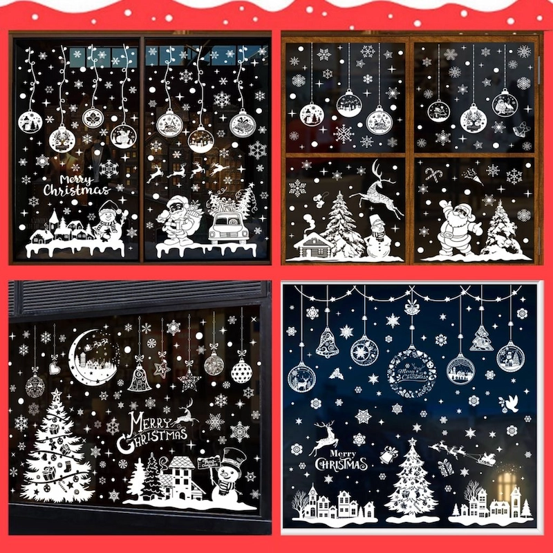 Cửa sổ lớn được trang trí decal Giáng sinh (Nguồn: Pinterest) 