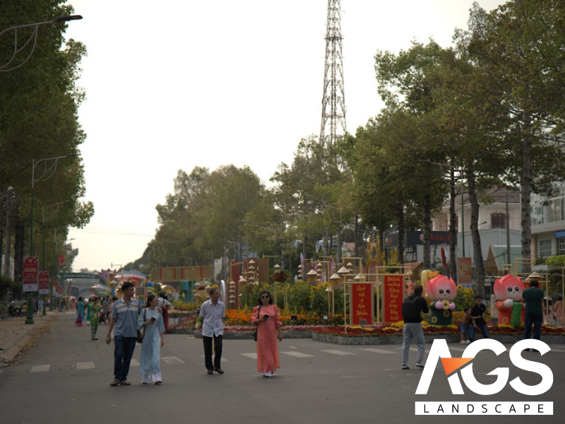 Đường hoa Cao Lãnh 2025 đã thực sự trở thành một điểm hẹn văn hóa - nghệ thuật (Nguồn: AGS Landscape)