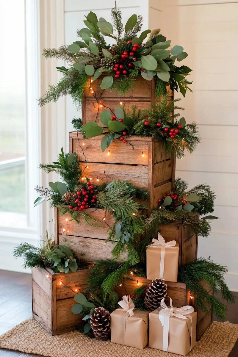 Sử dụng cành thông, lá thông thật (Nguồn: Pinterest)