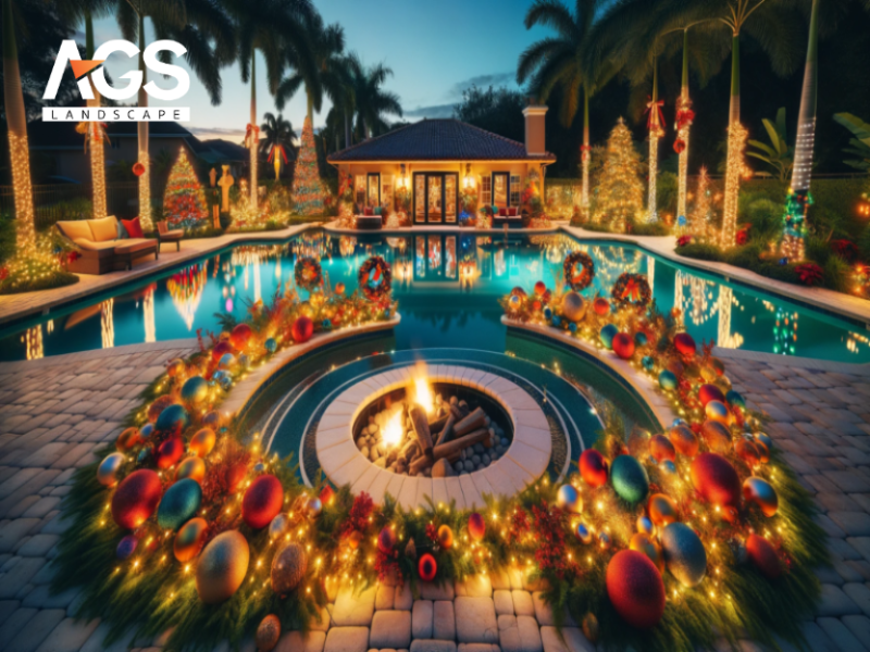 Trang trí hồ bơi cho giáng sinh