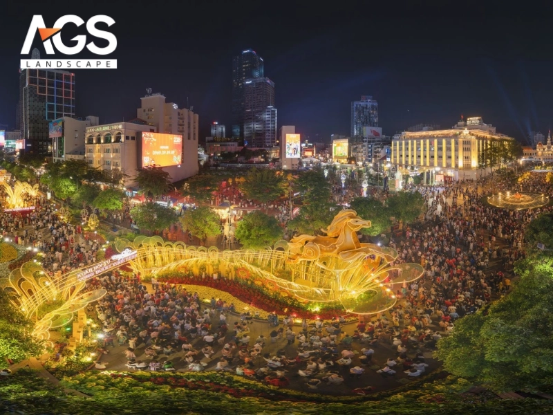 Đường hoa Nguyễn Huệ 2026 thu hút hơn 1,8 triệu lượt khách tham quan thưởng lãm (Nguồn: AGS Landscape) Đường hoa Nguyễn Huệ 2026 thu hút hơn 1,8 triệu lượt khách tham quan thưởng lãm (Nguồn: AGS Landscape)