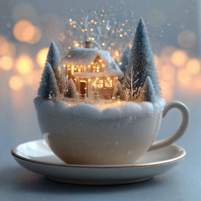 Tiểu cảnh kết hợp với vật dụng hàng ngày (ví dụ: trong cốc, trên sách) (Nguồn: Pinterest)