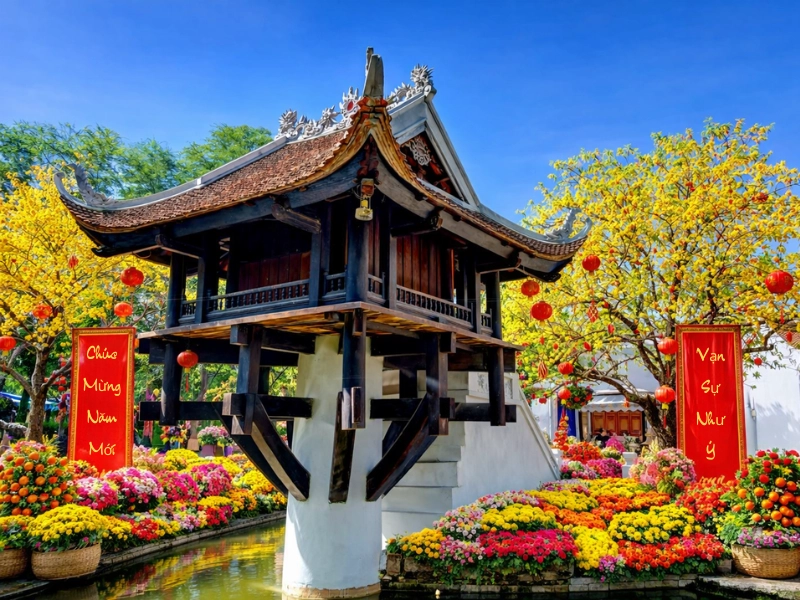 Mô phỏng các biểu tượng văn hóa địa phương bằng hoa cúc (Nguồn: Gemini)