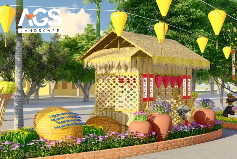 Quy trình thi công đường hoa là lựa chọn các loại hoa và cây cảnh phù hợp (Nguồn: AGS Landscape)