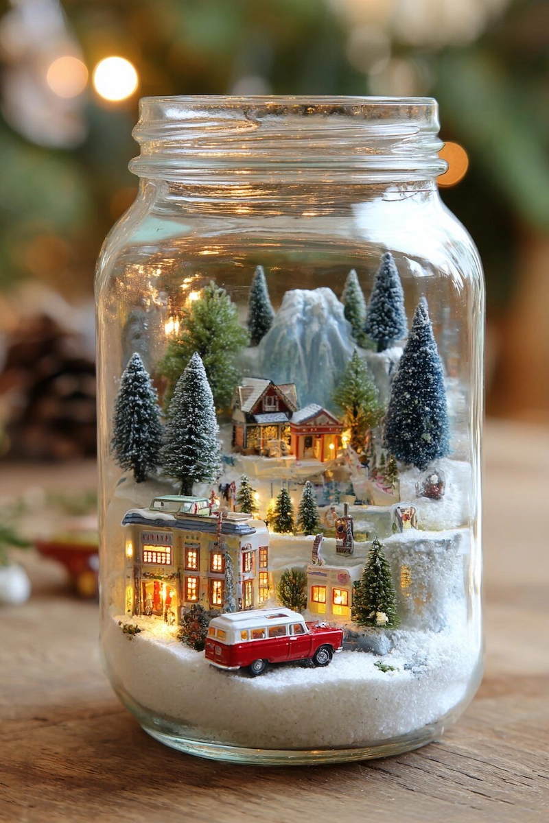 Tiểu cảnh trong lồng kính hoặc bình thủy tinh (Terrarium Noel) (Nguồn: Pinterest)
