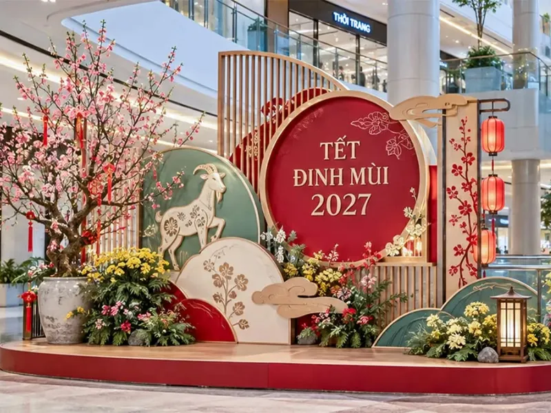 Gợi ý bố trí mẫu trang trí tiểu cảnh Tết Đinh Mùi 2027 theo thực tế không gian (Nguồn:Pinterest) 