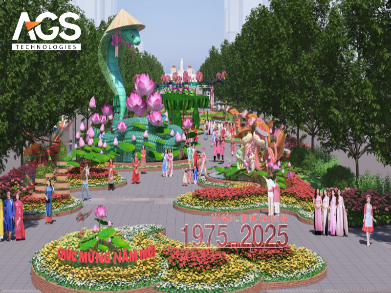 Giải pháp thiết kế đường hoa Tết bền vững và hiệu quả