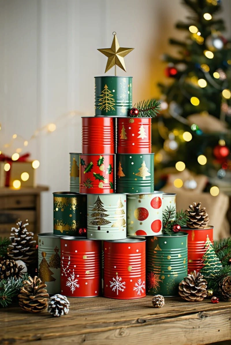 Sử dụng vật liệu tái chế để trang trí Noel (Nguồn: Pinterest)