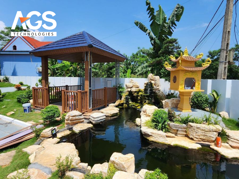 Mẫu sân vườn với yếu tố nước