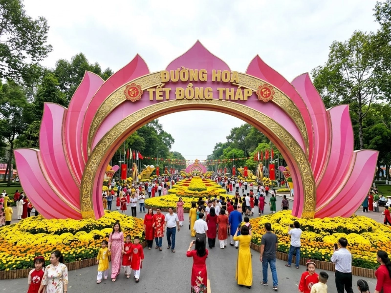Thiết Kế Đường Hoa Tết Đồng Tháp – Sắc Xuân Miền Sen Hồng