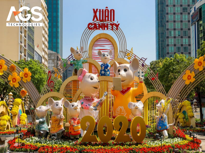 Mẫu cổng chào Tết chủ đề linh vật của năm