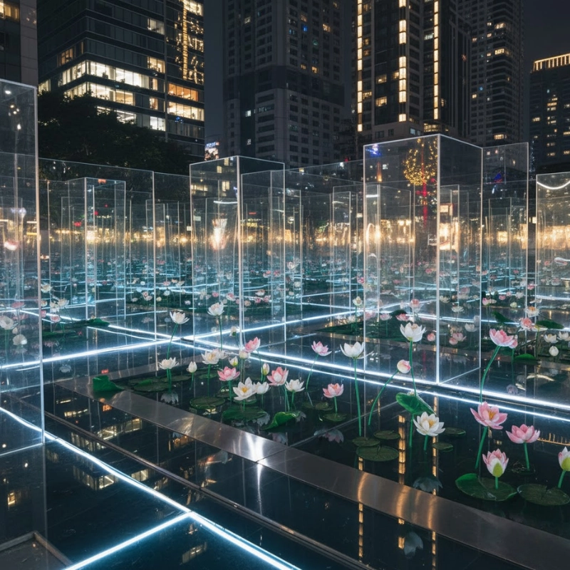 Tái hiện không gian "Sen trong phố" phong cách kiến trúc đương đại (Nguồn: Gemini)