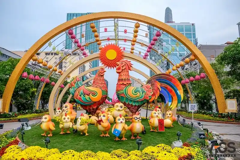 Trang trí đường hoa Tết