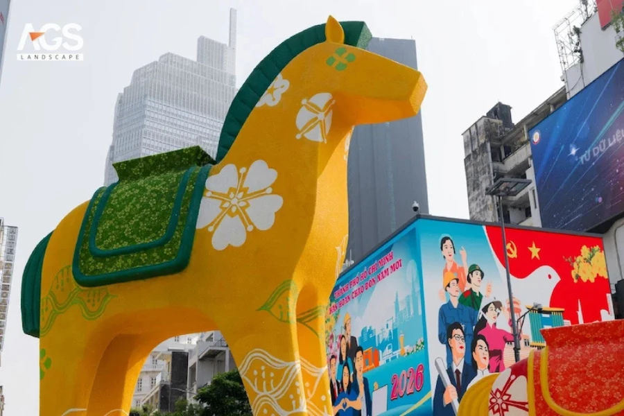 Đường Hoa Nguyễn Huệ 2026: Tuyệt Tác Thiết Kế “Xuân Hội Tụ – Vững Bước Vươn Mình” | AGS Landscape