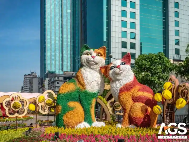 Trang trí đường hoa Tết