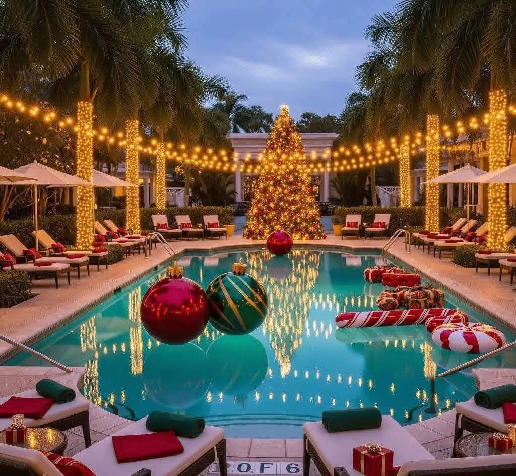 Hồ bơi và tiểu cảnh nước lung linh (Nguồn: Pinterest)