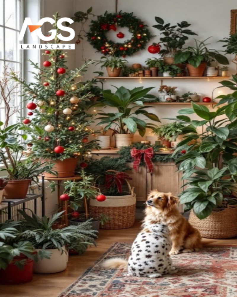 Sử dụng cây xanh thật kết hợp trang trí (Nguồn: Pinterest)