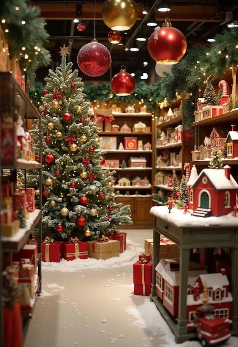 Cây thông Noel và khu vực chụp ảnh (Nguồn: Pinterest)