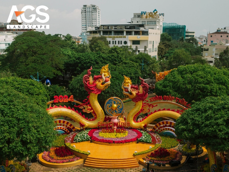 Linh vật của Hội hoa xuân Vũng Tàu được thiết kế dựa trên hình tượng Rồng thời Lý (Nguồn: AGS Landscape)