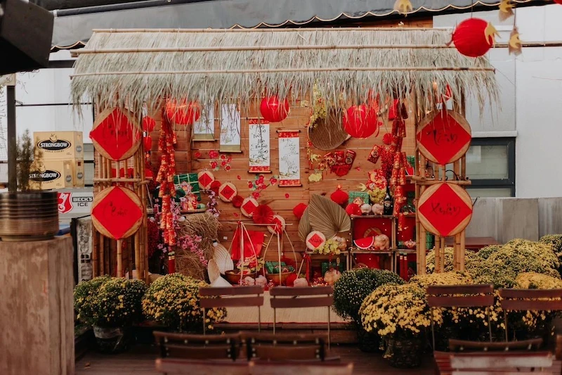 trang trí gian hàng hội chợ xuân tiểu học