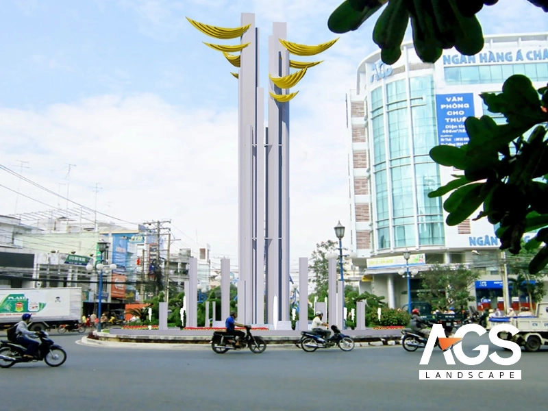 Cột đèn 4 ngọn Thành Phố Long Xuyên 2019 (Nguồn: AGS Landscape)