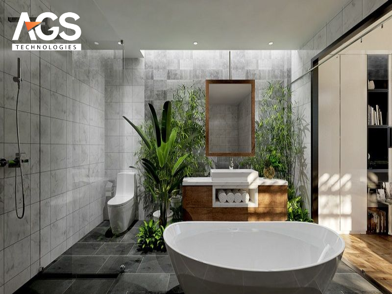 Tiểu cảnh khô trong phòng tắm