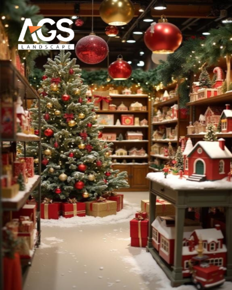 Cây thông Noel và khu vực chụp ảnh (Nguồn: Pinterest)