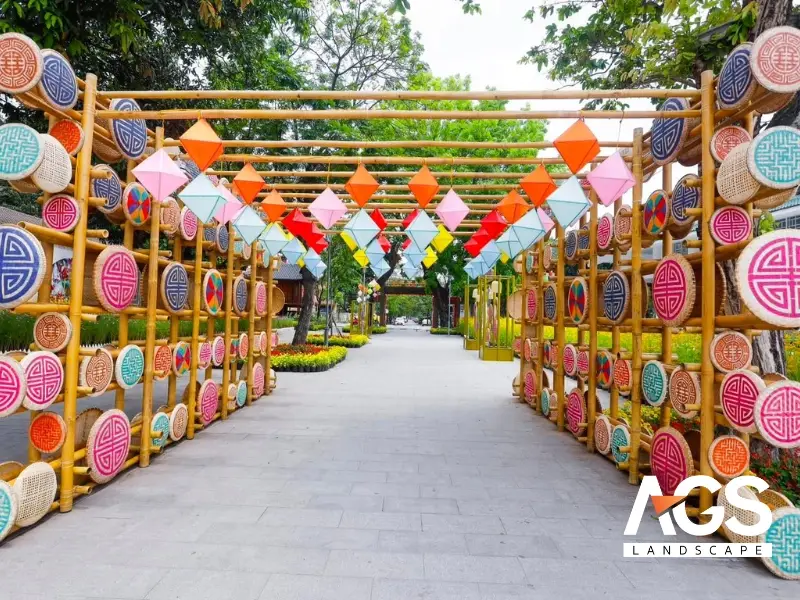 trang trí gian hàng tết