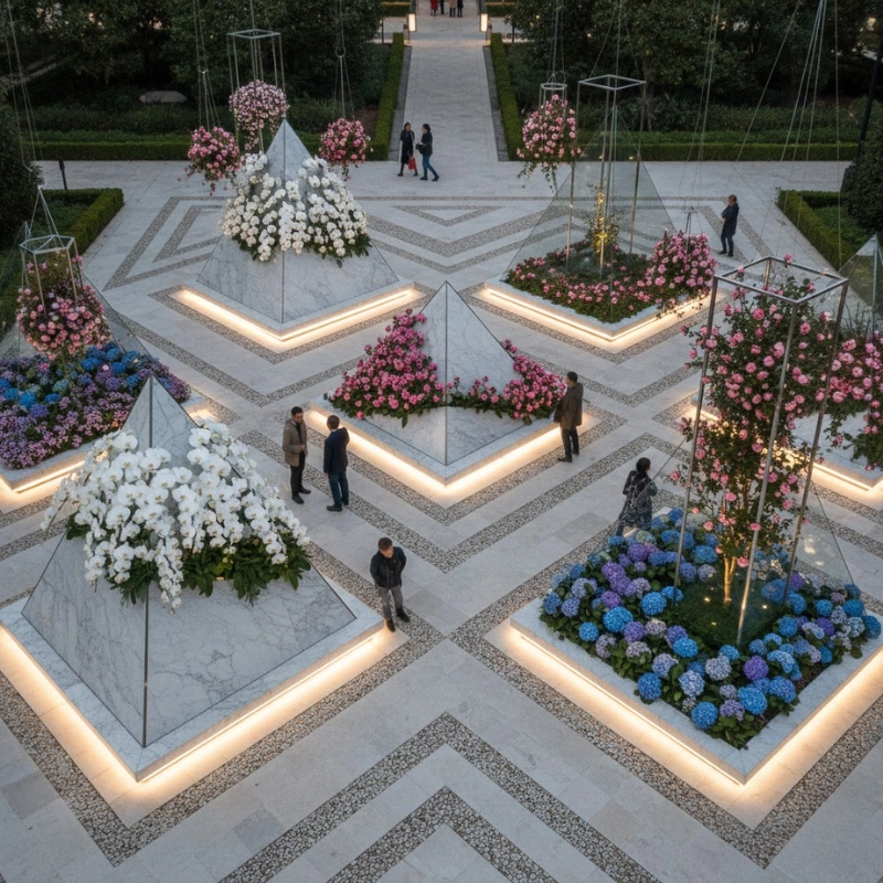 Mẫu đường hoa "Vườn địa đàng hình học" (Nguồn: Gemini)