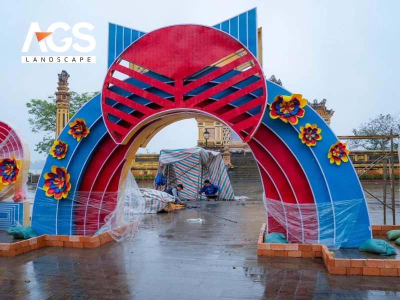 trang trí gian hàng tết đơn giản