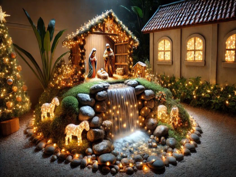 Mẫu hang đá kết hợp yếu tố nước