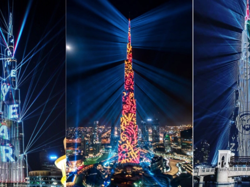 Burj Khalifa, Dubai - công trình nổi tiếng với hệ thống hàng nghìn bóng đèn LED đa sắc (Nguồn: whatson.ae)